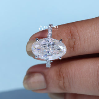 6.0CT Oval Cut Moissanite Diamond Hidden Halo Pave Engagement Ring