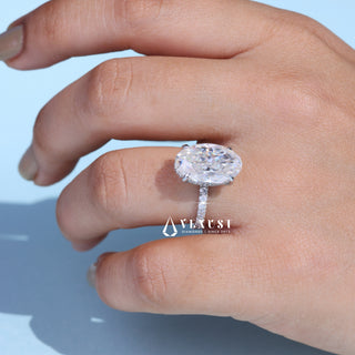 6.0CT Oval Cut Moissanite Diamond Hidden Halo Pave Engagement Ring