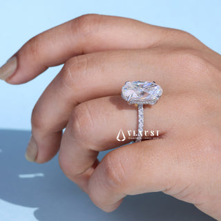 6.0CT Oval Cut Moissanite Diamond Hidden Halo Pave Engagement Ring