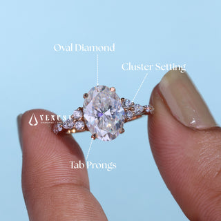 2.0CT Oval Cut Moissanite Diamond Cluster Timeless Engagement Ring