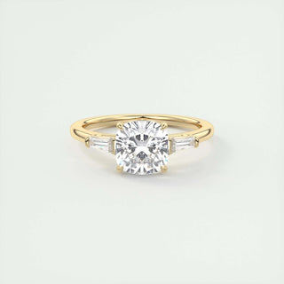 2.15CT Cushion Cut Three Stone Moissanite Engagement Ring