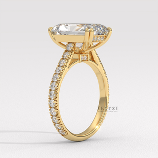 4.0CT Radiant Cut Moissanite Diamond Pavé Engagement Ring