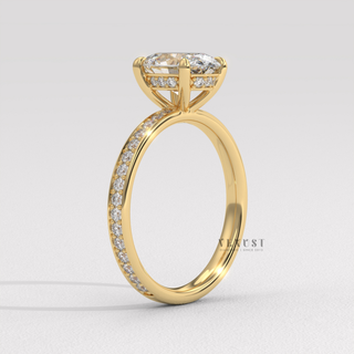 1.0CT Oval Cut Moissanite Diamond Hidden Halo Pave Engagement Ring