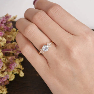 1.60 CT Round Cut Cluster Moissanite Engagement Ring