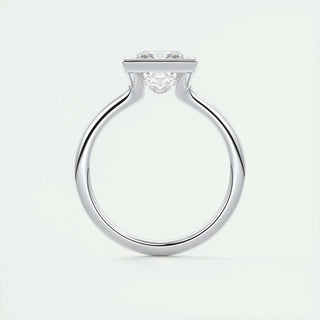 2.08CT Princess Solitaire Half Bezel Moissanite Engagement Ring