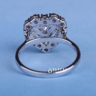 1.0CT Heart Cut Moissanite Diamond Halo Cathedral Engagement Ring