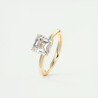 2.03CT Asscher Cut Solitaire Moissanite Engagement Ring