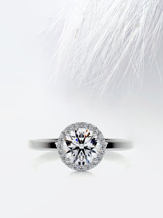 1.0 CT Round Cut Moissanite Diamond Halo Engagement Ring For Women