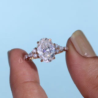 2.0CT Oval Cut Moissanite Diamond Cluster Timeless Engagement Ring
