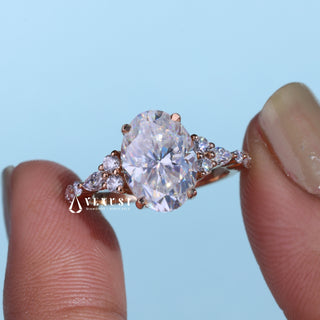 2.0CT Oval Cut Moissanite Diamond Cluster Timeless Engagement Ring
