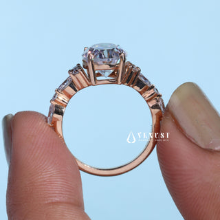 2.0CT Oval Cut Moissanite Diamond Cluster Timeless Engagement Ring