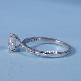 1.0CT Elongated Cushion Cut Moissanite Diamond Pave Engagement Ring