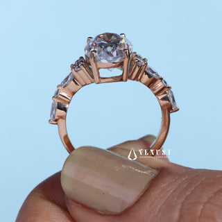 2.0CT Oval Cut Moissanite Diamond Cluster Timeless Engagement Ring