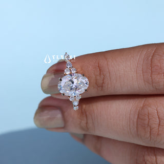 2.0CT Oval Cut Moissanite Diamond Cluster Timeless Engagement Ring