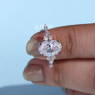 2.0CT Oval Cut Moissanite Diamond Cluster Timeless Engagement Ring