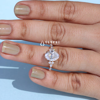 2.0CT Oval Cut Moissanite Diamond Cluster Timeless Engagement Ring