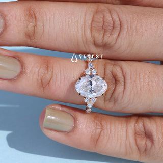 2.0CT Oval Cut Moissanite Diamond Cluster Timeless Engagement Ring