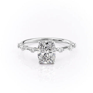 2.0CT Elongated Cushion Cut Solitaire Dainty Style Moissanite Engagement Ring