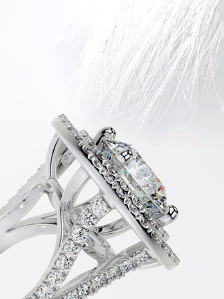 3.12 CT Round Cut Moissanite Diamond Double Halo Engagement Ring