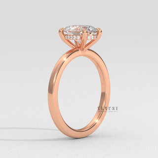 1.50CT Oval Shape Moissanite Diamond Hidden Halo Solitaire Engagement Ring