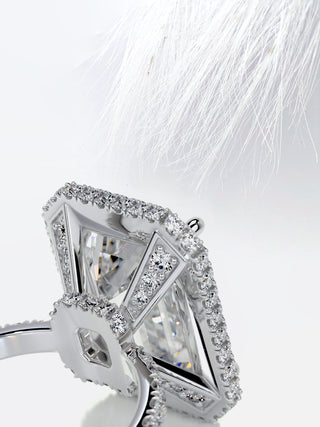 6.75 CT Emerald Cut Moissanite Diamond Halo Setting Engagement Ring