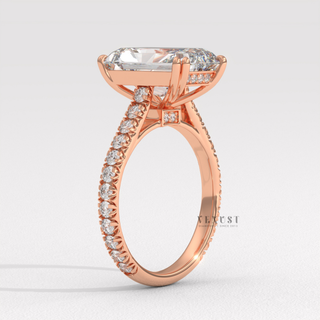 4.0CT Radiant Cut Moissanite Diamond Pavé Engagement Ring