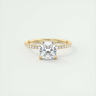 2.15 CT Cushion Cut Solitaire Pave Moissanite Engagement Ring