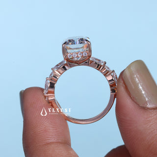 4.50CT Radiant Cut Moissanite Diamond Hidden Halo Pave Timeless Engagement Rings