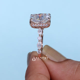 4.50CT Radiant Cut Moissanite Diamond Hidden Halo Pave Timeless Engagement Rings