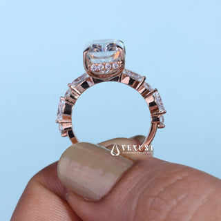 4.50CT Radiant Cut Moissanite Diamond Hidden Halo Pave Timeless Engagement Rings