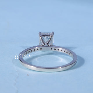 1.0CT Radiant Cut Moissanite Diamond Pave Engagement Ring