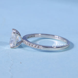 1.0CT Radiant Cut Moissanite Diamond Pave Engagement Ring