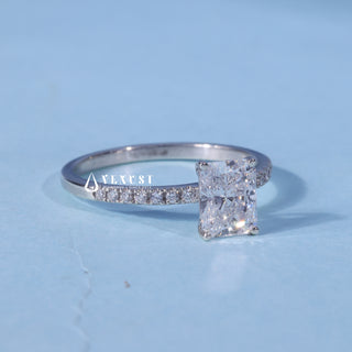 1.0CT Radiant Cut Moissanite Diamond Pave Engagement Ring