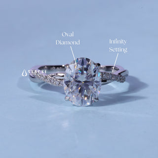 1.0CT Oval Cut Moissanite Diamond Infinity Pave Engagement Ring