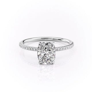 2.0CT Elongated Cushion Cut Hidden Halo Moissanite Engagement Ring