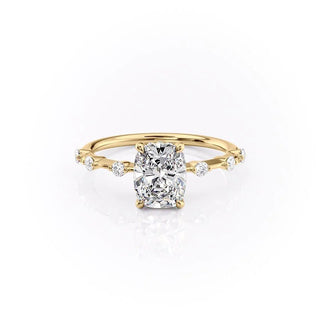 2.0CT Elongated Cushion Cut Solitaire Dainty Style Moissanite Engagement Ring