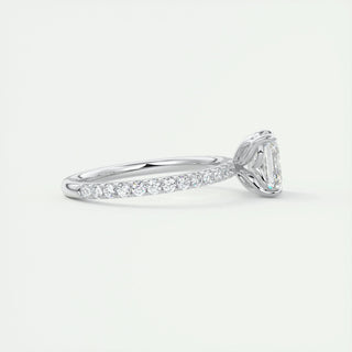 2.03CT Asscher Cut Solitaire Pave Moissanite Engagement Ring