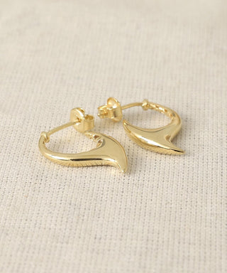 Gold Curved Horn Half Hoop Earrings - Halloween lab grown moissanite jewelry