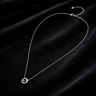 Black Halo Necklace and Stud Set in 925 silver, 10K/14K/18K gold - Anniversary gift for her