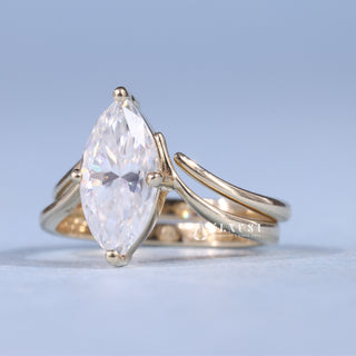 1.50CT-2.50CT Marquise Moissanite Diamond Unique Engagement Rings With Matching Band