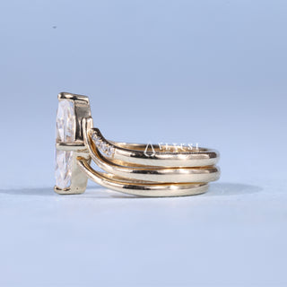1.50CT-2.50CT Marquise Moissanite Unique Engagement Rings With Matching Double Band