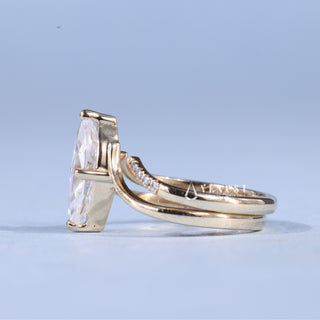 1.50CT-2.50CT Marquise Moissanite Diamond Unique Engagement Rings With Wedding Band