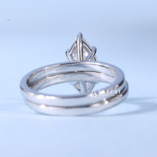 1.50CT Marquise Moissanite Diamond Solitaire Engagement Ring With Wedding Band