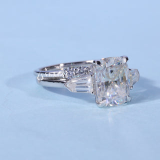 2.50ct Elongated Cushion Cut Three Diamond Engagement Rings With Wedding Band