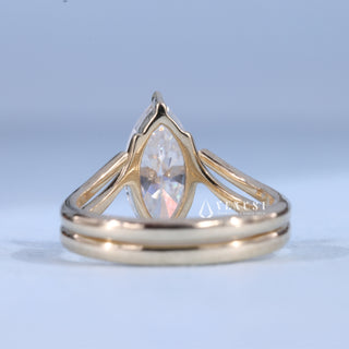 1.50CT-2.50CT Marquise Moissanite Diamond Unique Engagement Rings With Matching Band