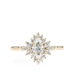 1.0CT Marquise Halo Moissanite Cluster Diamond Engagement Ring