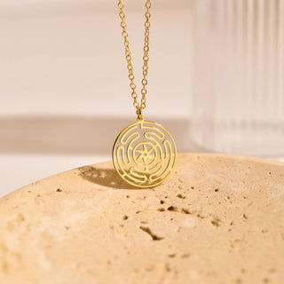 Gold Hecate Wheel Pendant Necklace - Halloween jewelry gift