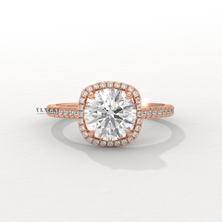 Brilliant Cut Halo Diamond Ring,Designer Halo Diamond Ring,Modern Halo Diamond Ring