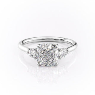 2.15CT Cushion Cut Three Stones Moissanite Engagement Ring