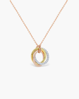 Round Cut Diamond Moissanite Intertwined Tricolor Circle Necklace